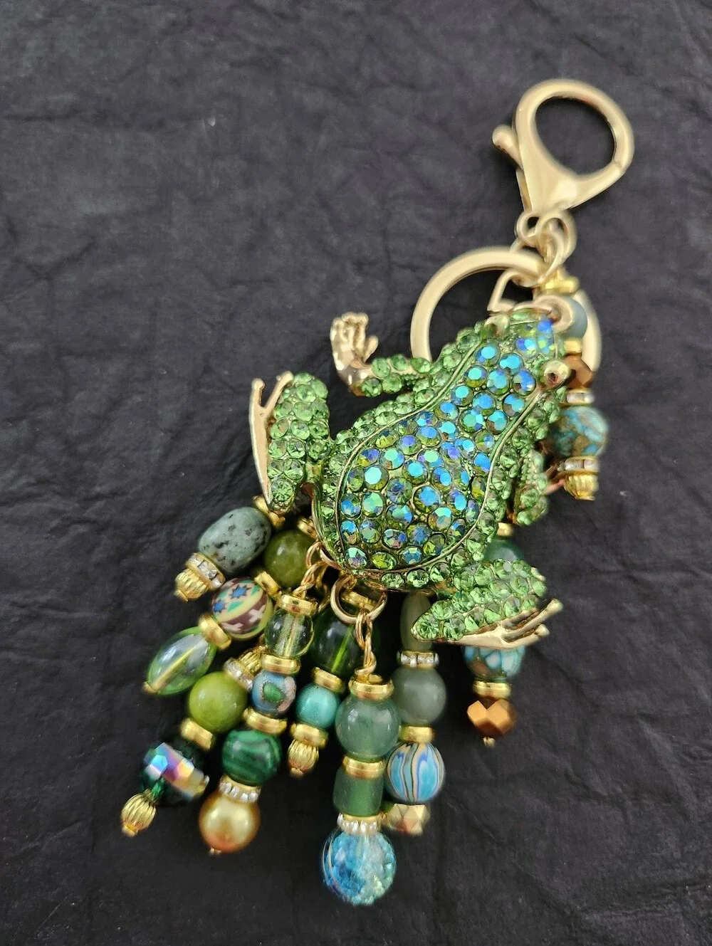 Frog Purse Charm or Keychain Jasper Aventurine Jade Handcrafted
